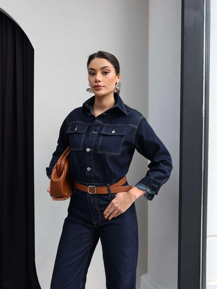 Denim Kemerli Tulum