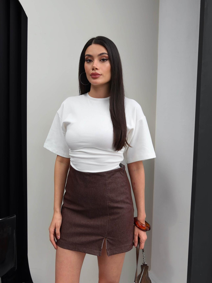 Denim Mini Şortlu Etek