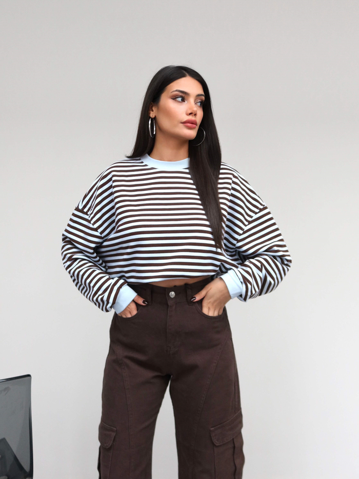 Denim Paça Katlamalı Kargo Pantolon
