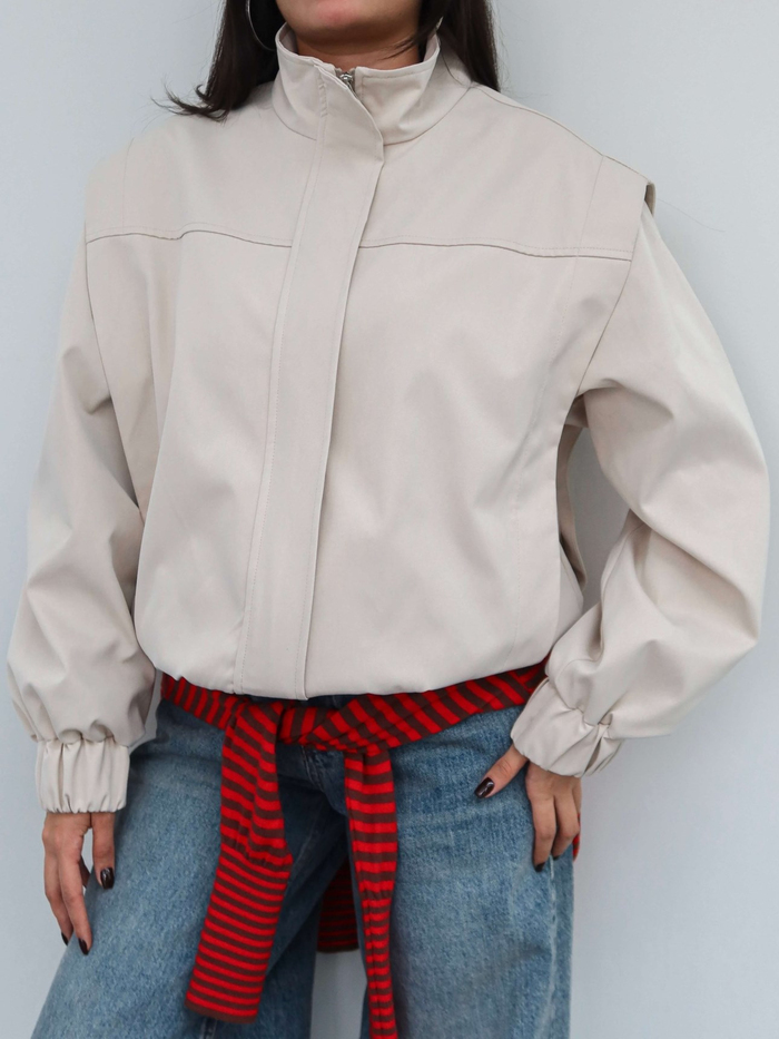 Dik Yaka Büzgü Detaylı Ceket E.H Collection