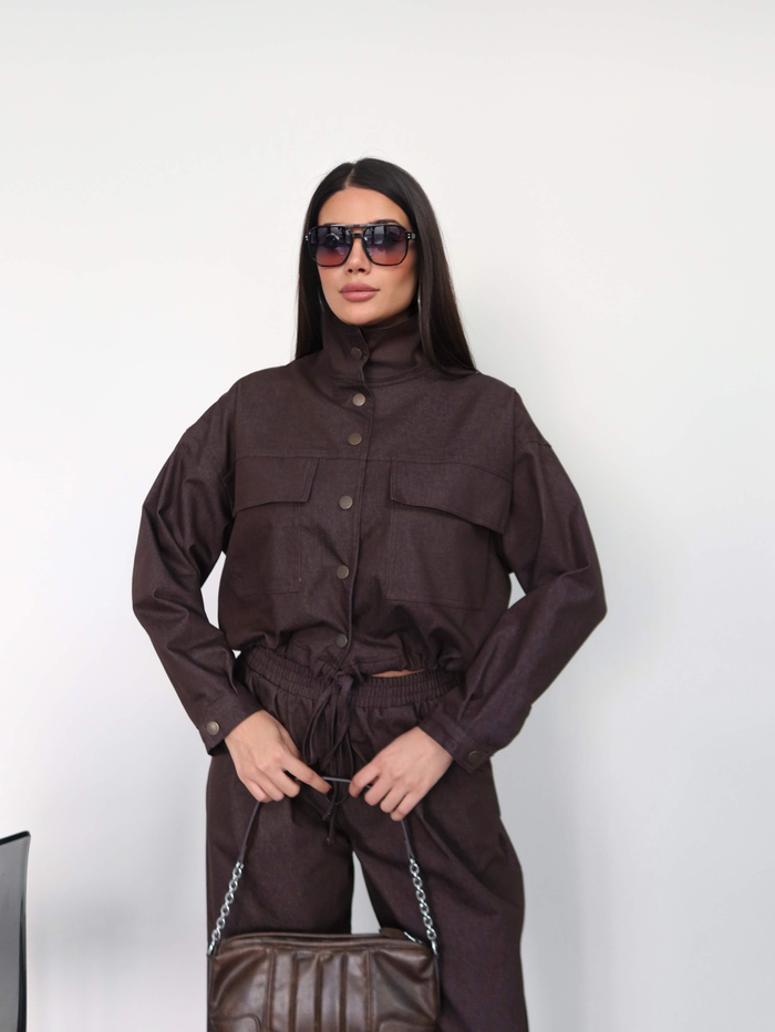 Dik Yaka Çıtçıtlı Ceket Takım