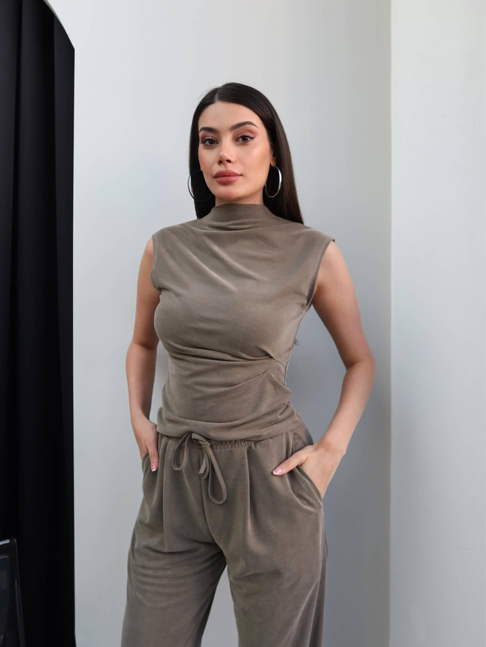 Dik Yaka Pensli Modal Takım