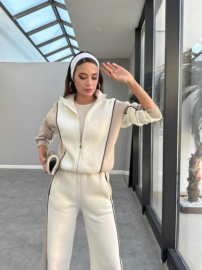 Double Color Biyeli Sweatshirt Takım