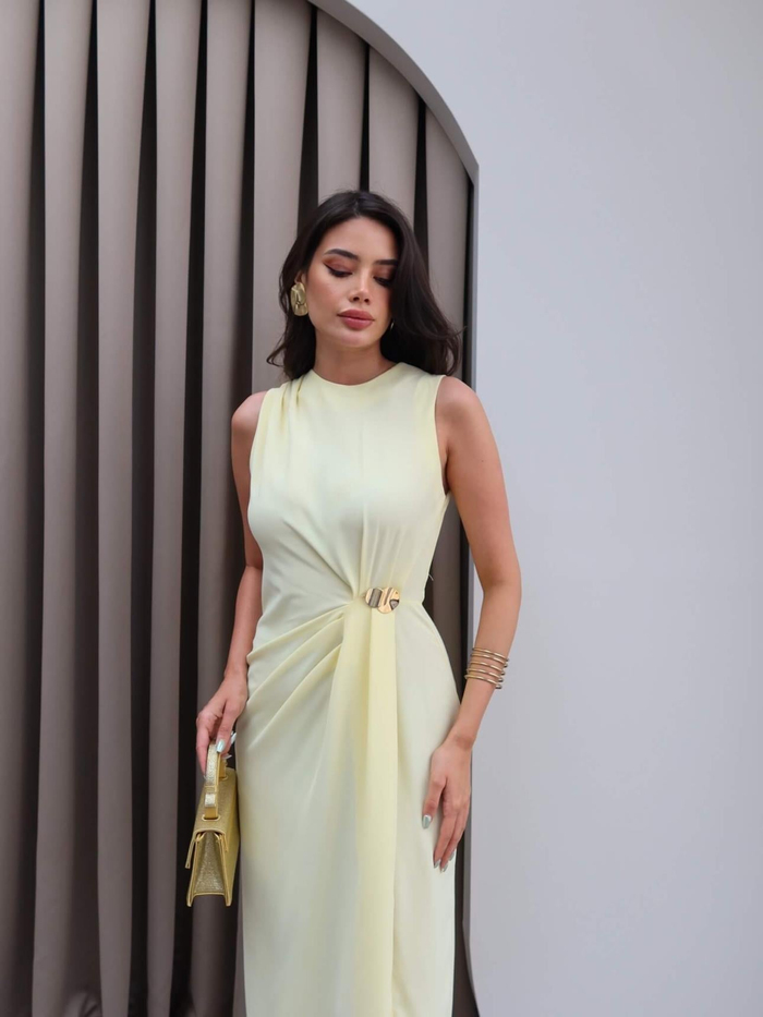 Drapeli Gold Aksesuar Elbise