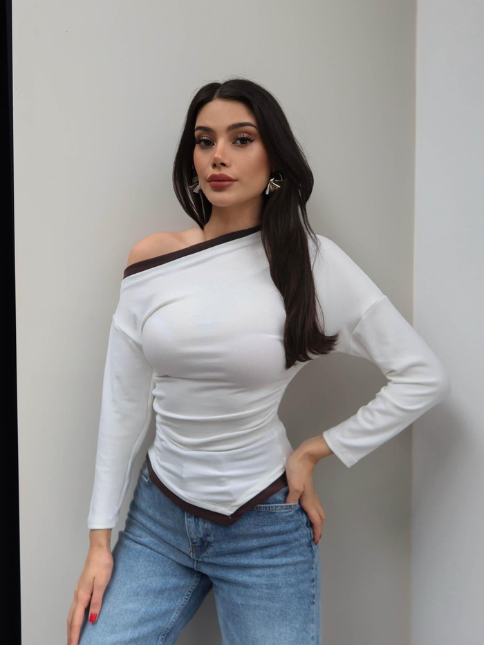 Düşük Omuz Çift Katmanlı Bluz