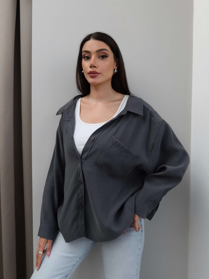 Düşük Omuz Oversize Gömlek