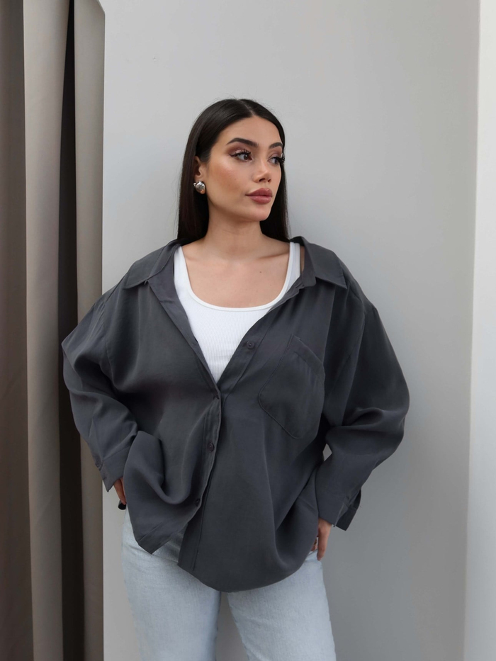 Düşük Omuz Oversize Gömlek