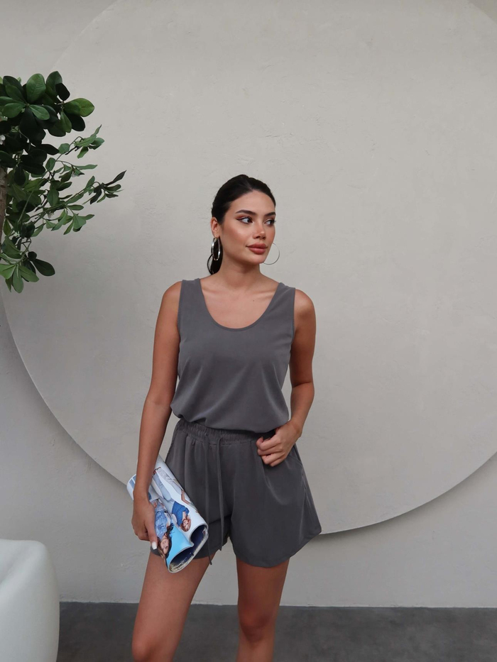 Düz Kesim Şortlu Modal Takım