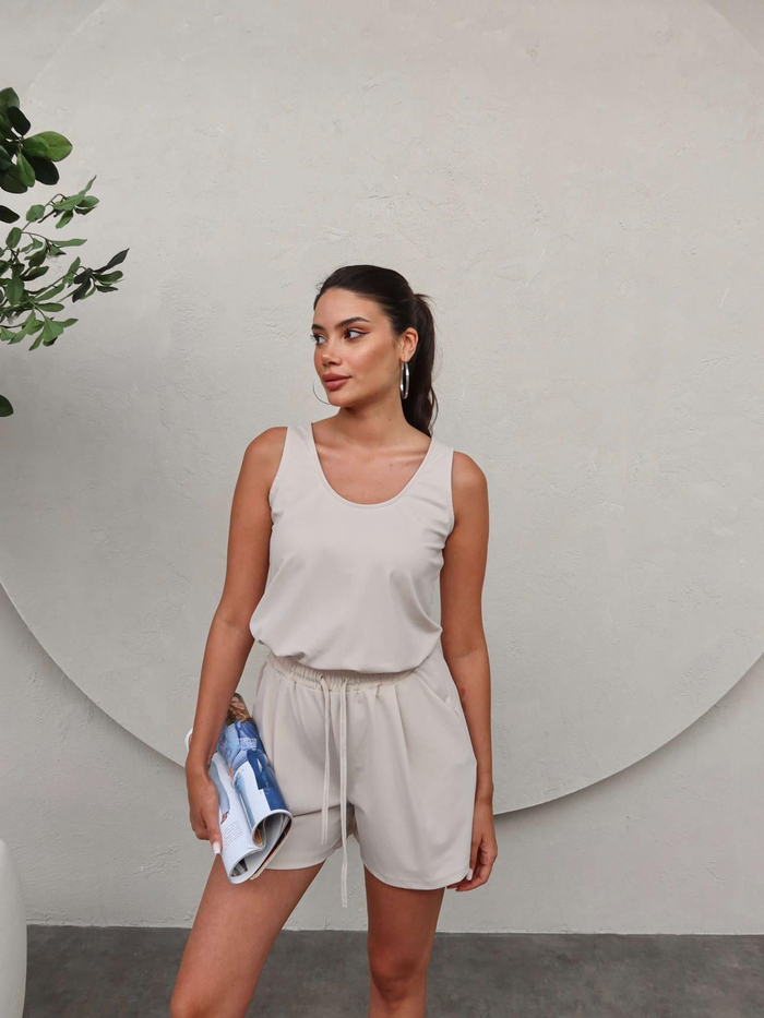 Düz Kesim Şortlu Modal Takım