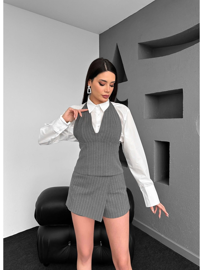 E.H Exclusive Çizgili Halter Dekolte Bluz