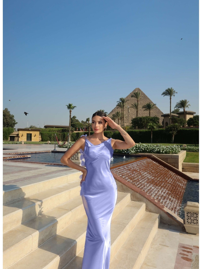 EH Collection Çiçek Aplikeli Saten Elbise