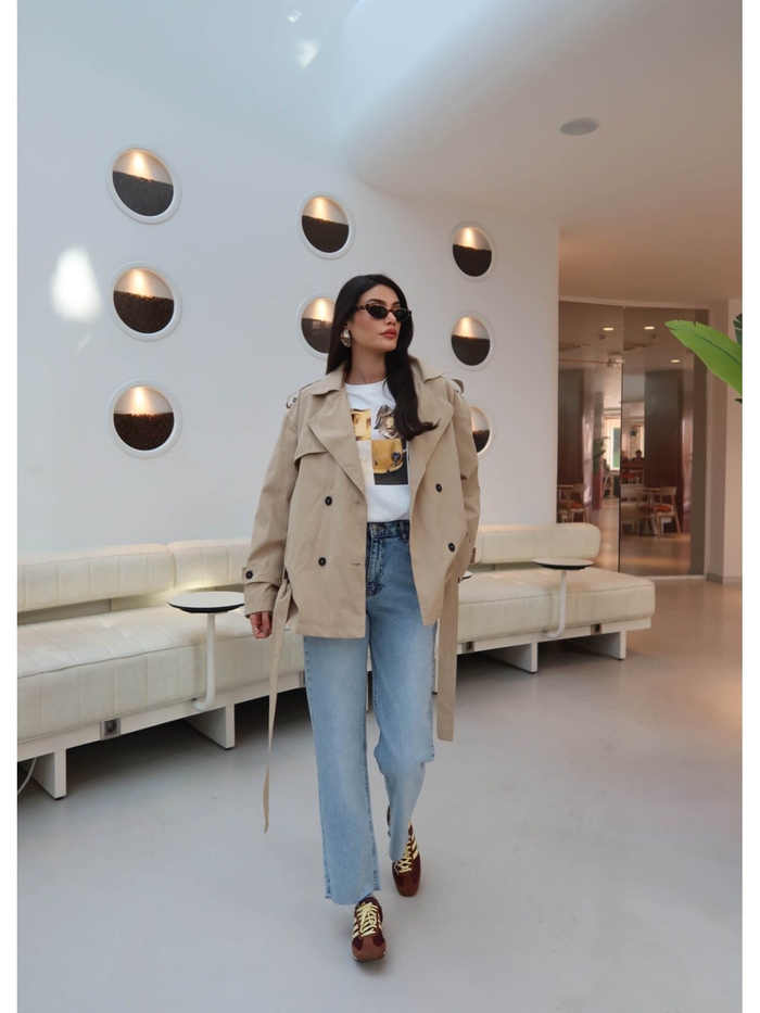 EH Collection Kemerli Vatkalı Trench Ceket