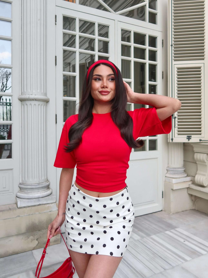 EH Collection Puantiyeli Mini Şort Etek