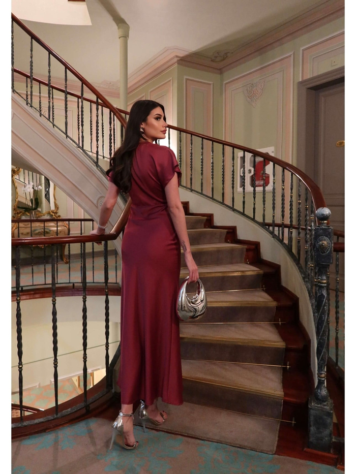 EH Collection Saten Midi Elbise