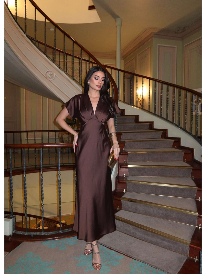 EH Collection Saten Midi Elbise