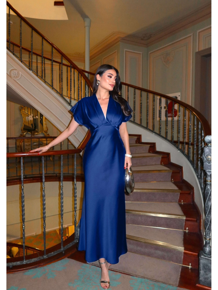 EH Collection Saten Midi Elbise