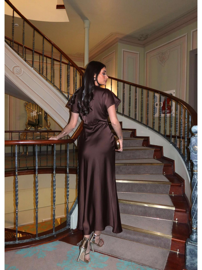 EH Collection Saten Midi Elbise
