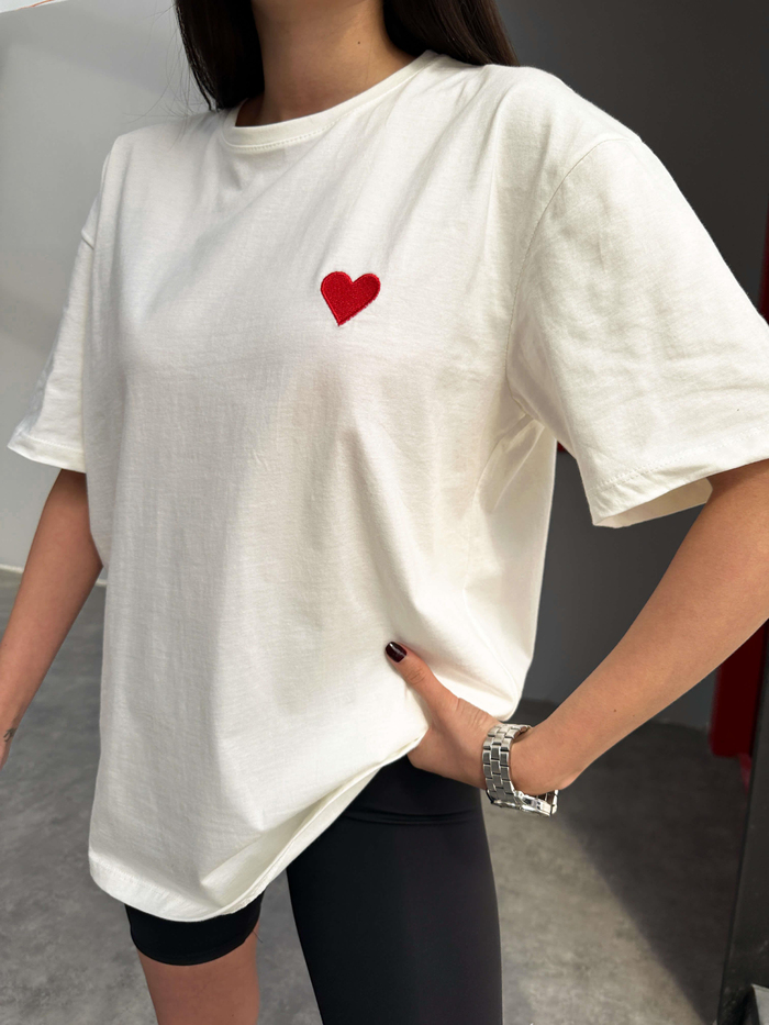 Ekru Kalpli Oversize Tshirt