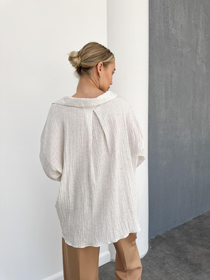 Ekru Oversize Gömlek