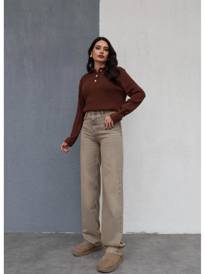 Eskitme Yüksek Bel Wide Leg Jean