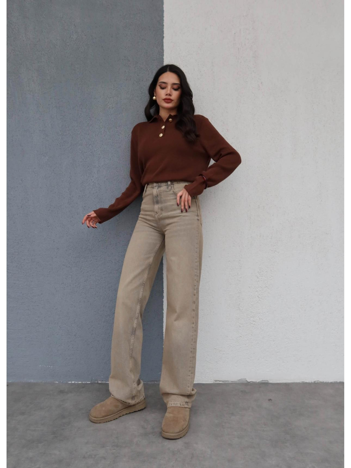 Eskitme Yüksek Bel Wide Leg Jean