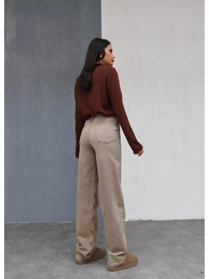 Eskitme Yüksek Bel Wide Leg Jean