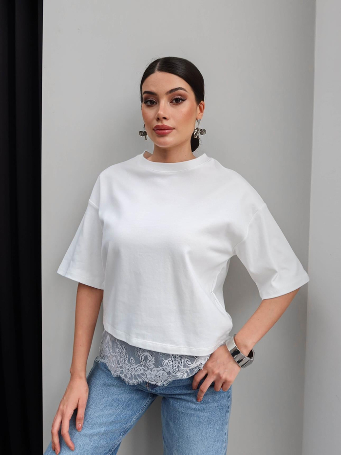 Etek Ucu Dantel Oversize Tshirt