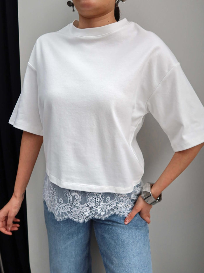 Etek Ucu Dantel Oversize Tshirt