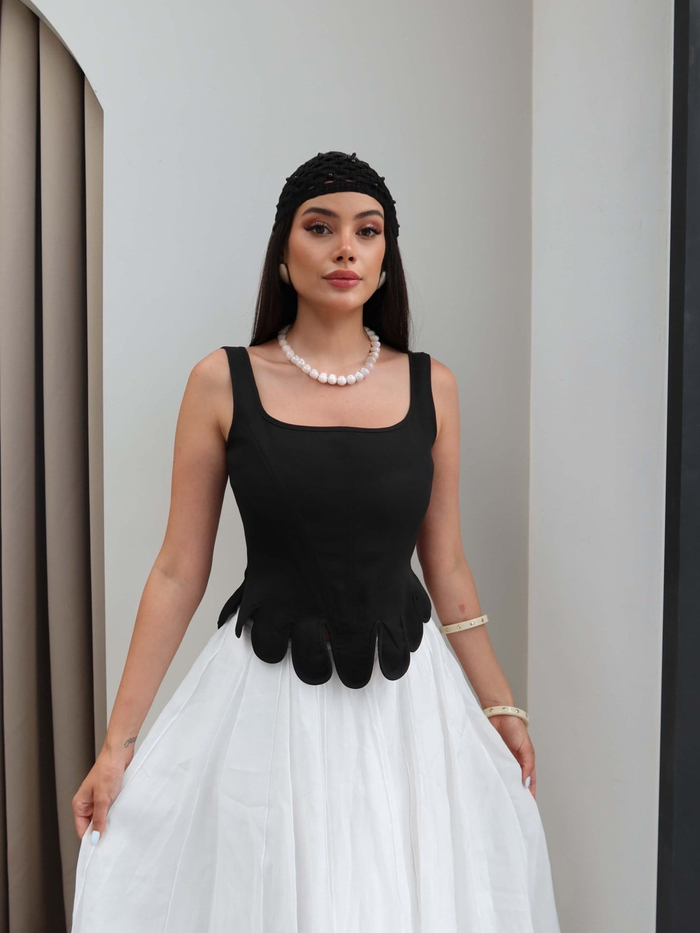 Fermuar Detaylı Korse Bluz