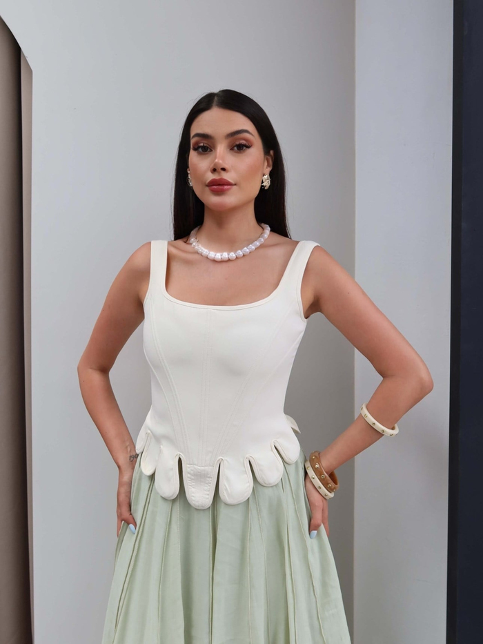 Fermuar Detaylı Korse Bluz