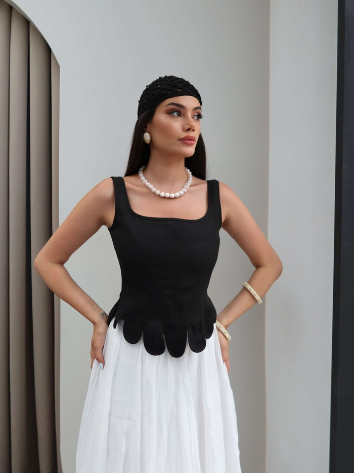 Fermuar Detaylı Korse Bluz