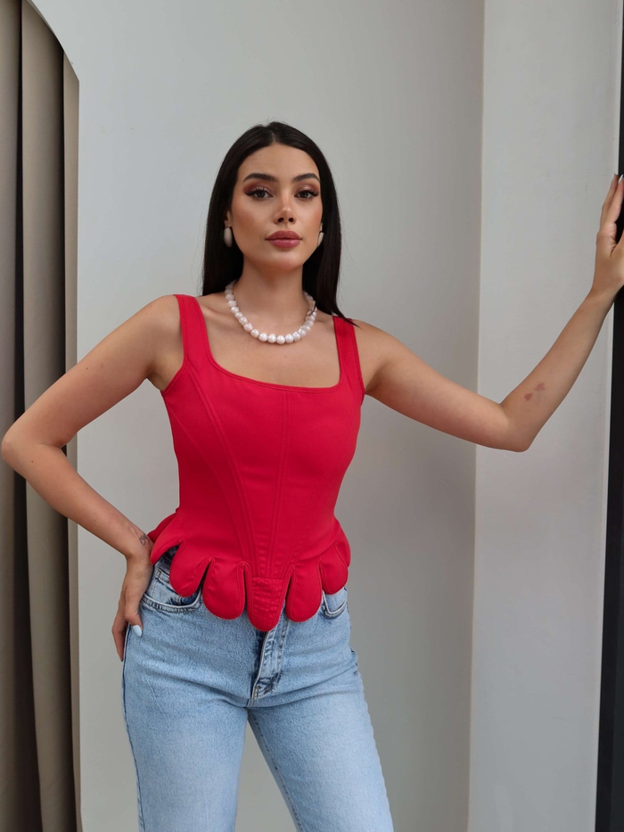Fermuar Detaylı Korse Bluz