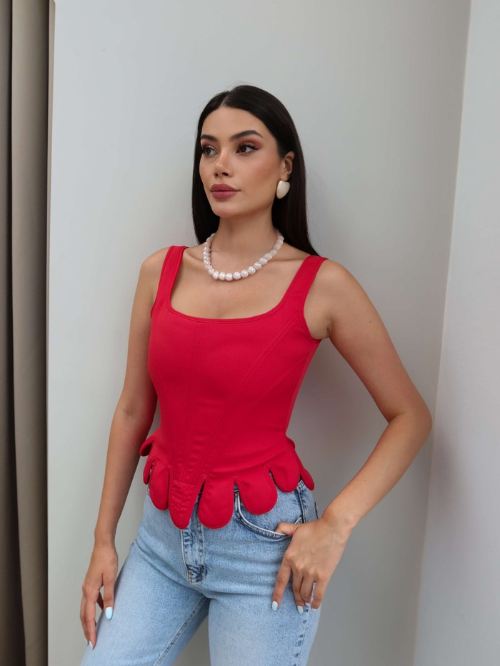 Fermuar Detaylı Korse Bluz