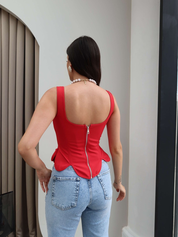 Fermuar Detaylı Korse Bluz
