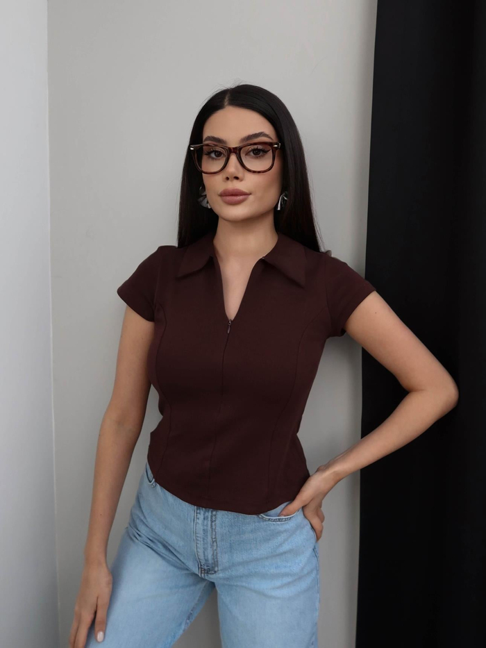 Fermuarlı Kısa Kol Body