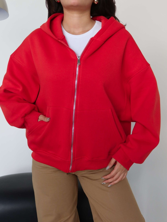 Fermuarlı Şardonlu Sweatshirt