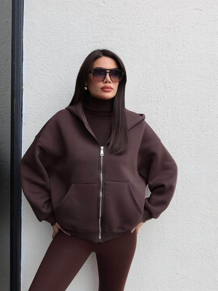 Fermuarlı Şardonlu Sweatshirt