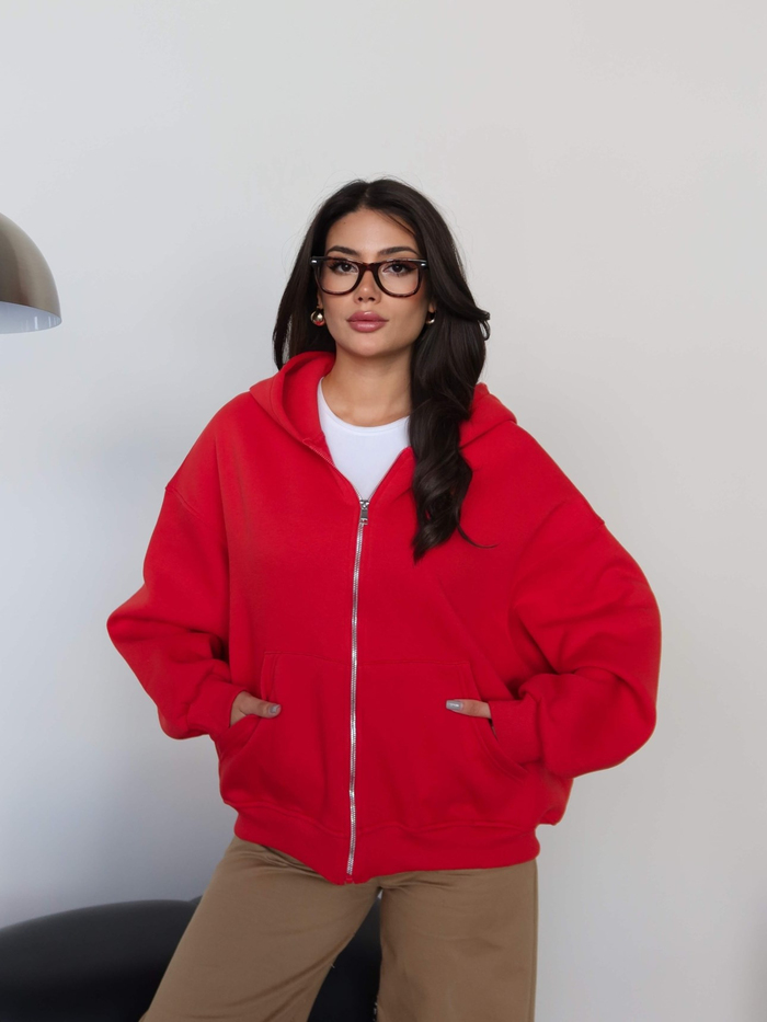 Fermuarlı Şardonlu Sweatshirt