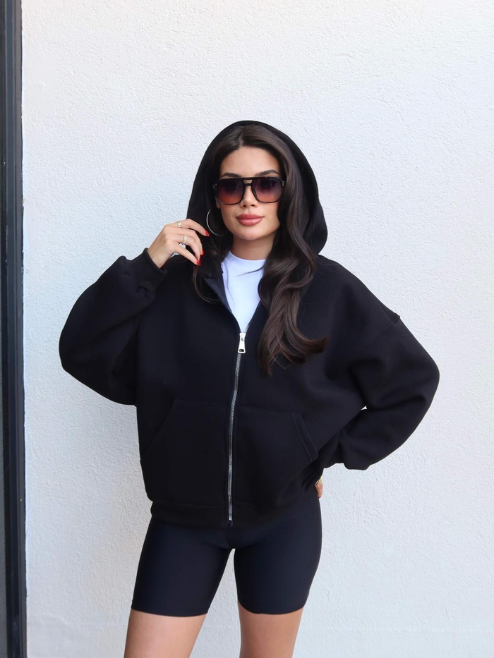 Fermuarlı Şardonlu Sweatshirt