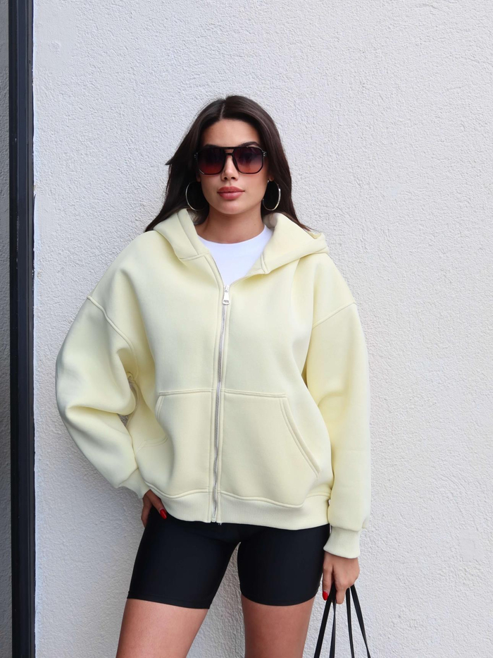 Fermuarlı Şardonlu Sweatshirt