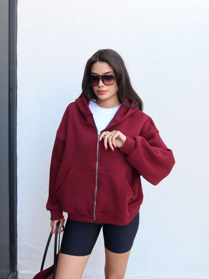 Fermuarlı Şardonlu Sweatshirt