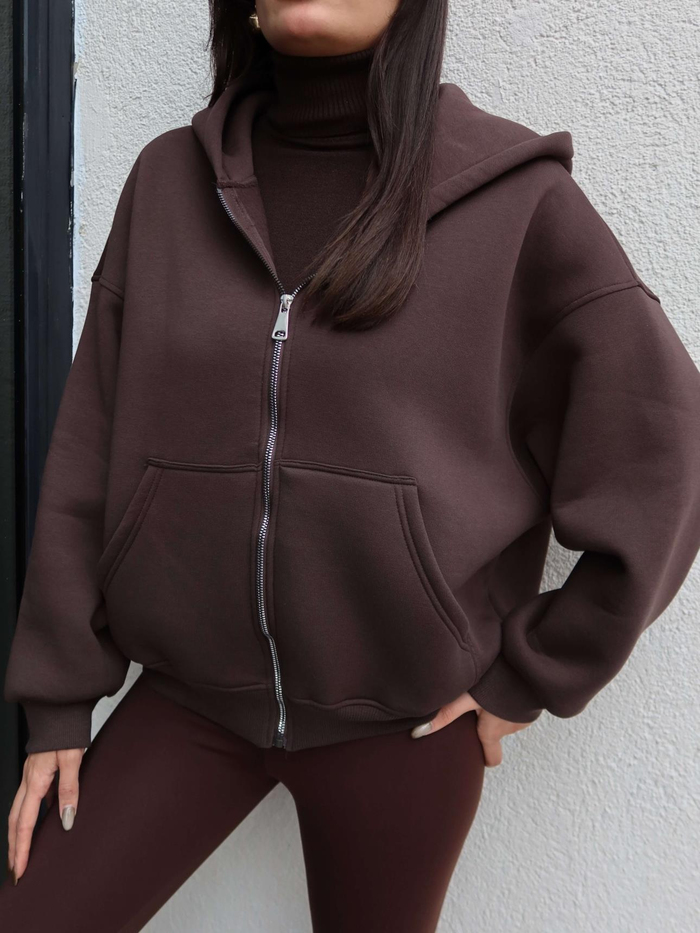 Fermuarlı Şardonlu Sweatshirt