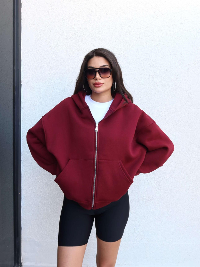 Fermuarlı Şardonlu Sweatshirt