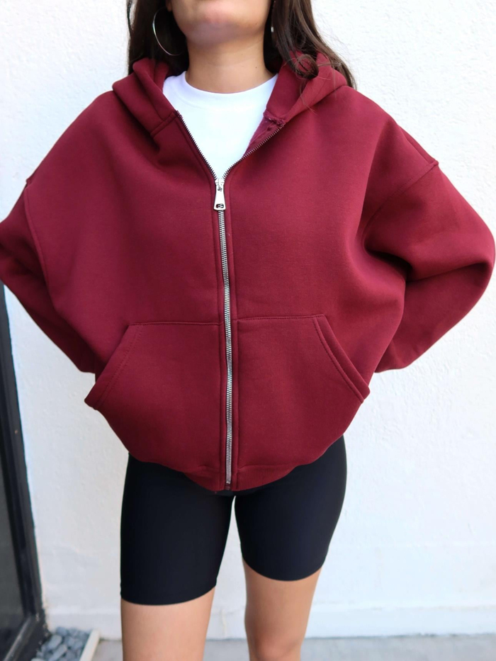 Fermuarlı Şardonlu Sweatshirt