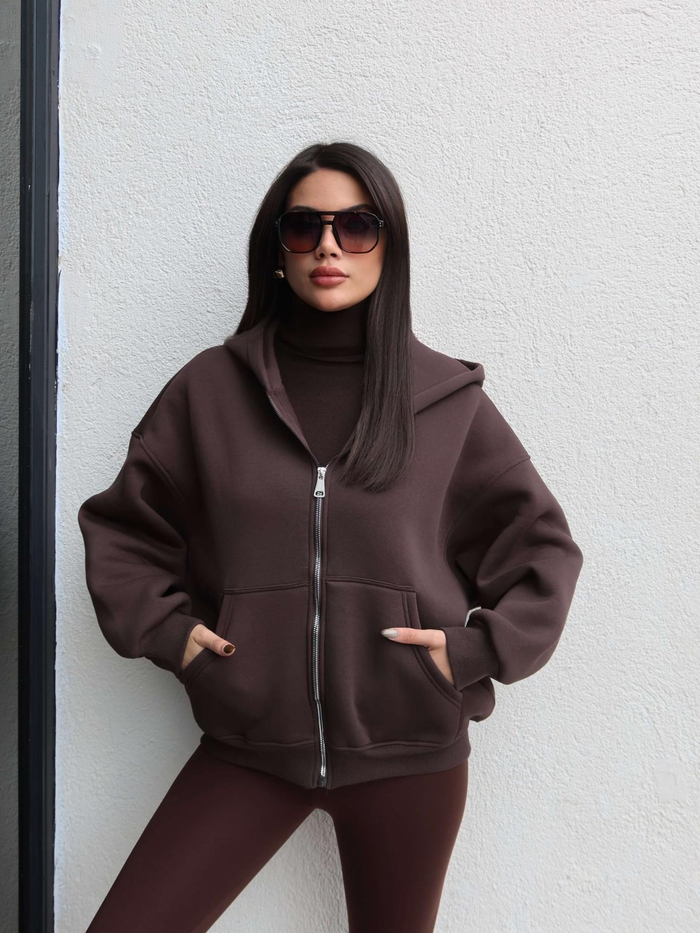 Fermuarlı Şardonlu Sweatshirt