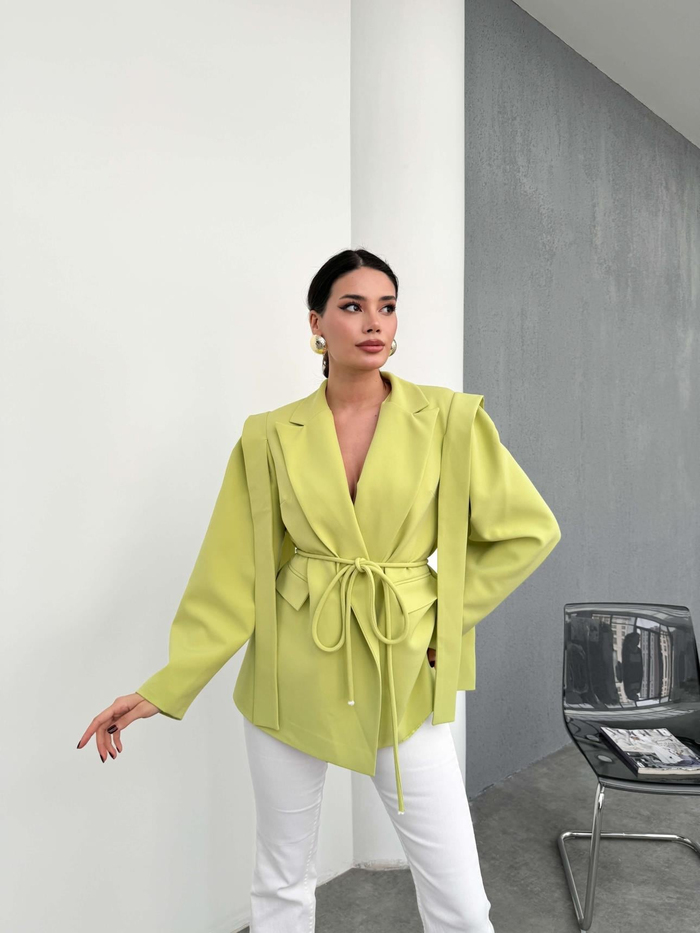 Fıstık Yeşili Düz Cool Oversize Ceket