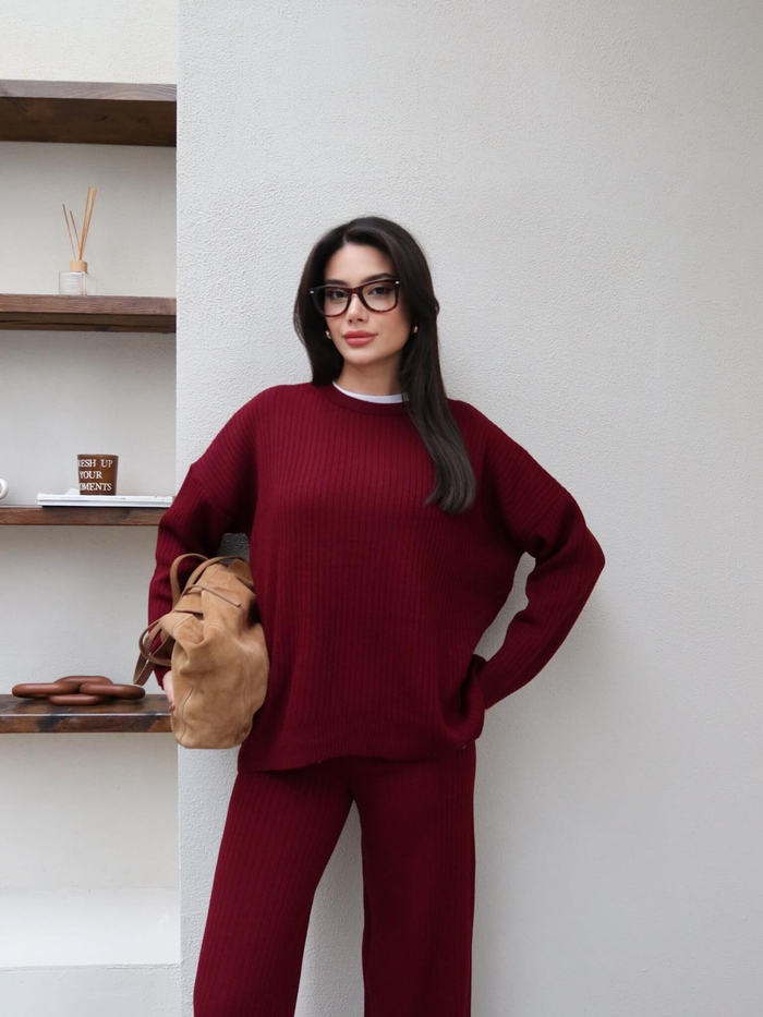 Fitilli Bisiklet Yaka Triko Takım