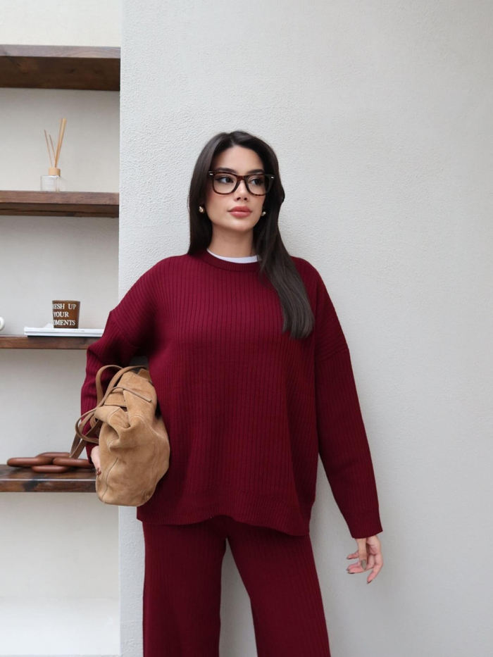 Fitilli Bisiklet Yaka Triko Takım