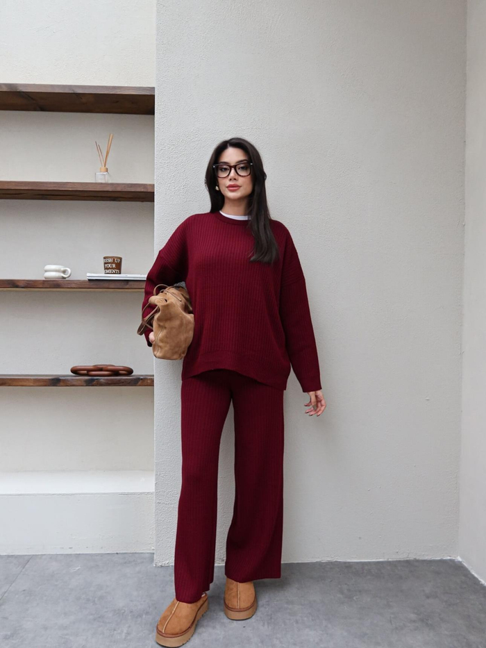 Fitilli Bisiklet Yaka Triko Takım