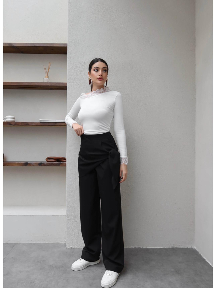 Fular Bağlamalı Kumaş Pantolon